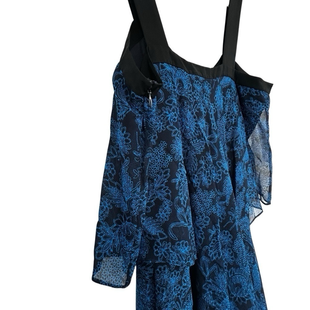 Derek Lam 10 Crosby Blue Floral Silk Asymmetrical Two-Tier Cami Dress Women’s 2 - Picture 9 of 16